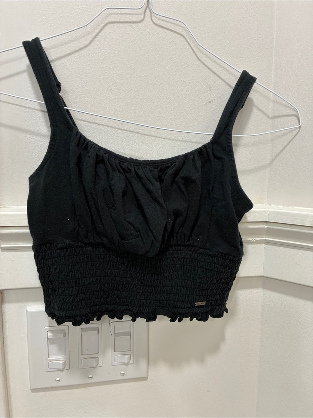 Hollister Black Smocked Crop Tank